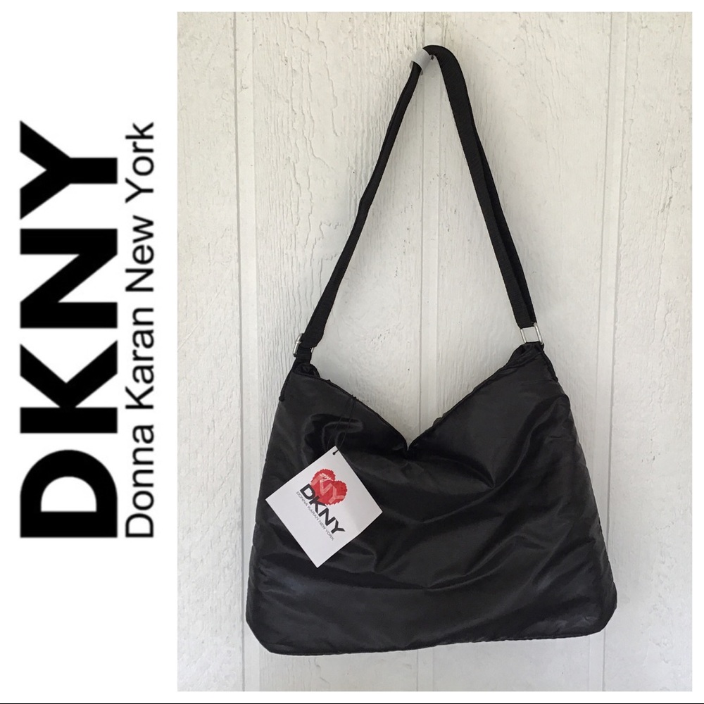 DKNY DONNA KARAN BLACK NYLON MESSENGER BAG NWT